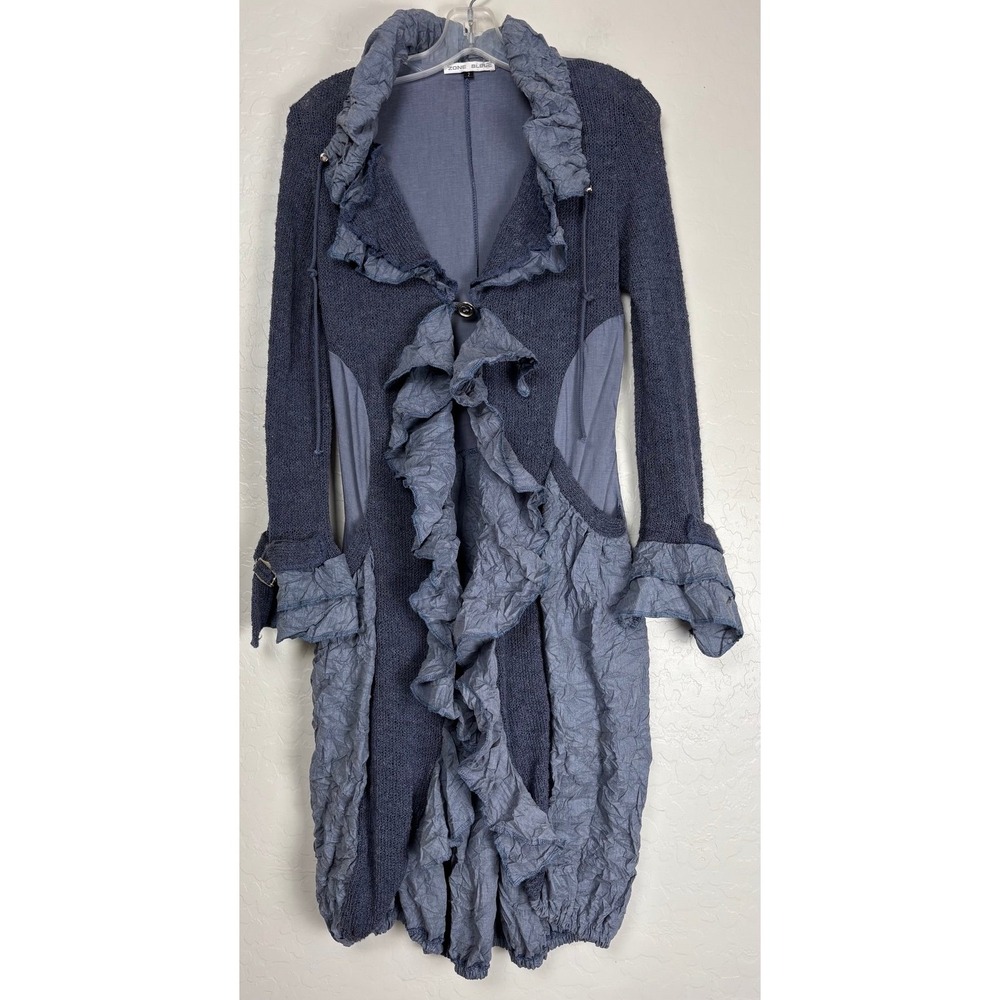 New Zone Bleue Paris Jacket Avant Garde Sz T2 (M EU 38/US 6) Blue Lagenlook 1988